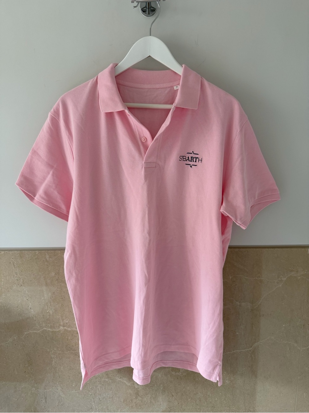 Like New - Saint Barth Light Pink Men's Polo Shirt with Embroidered Logo